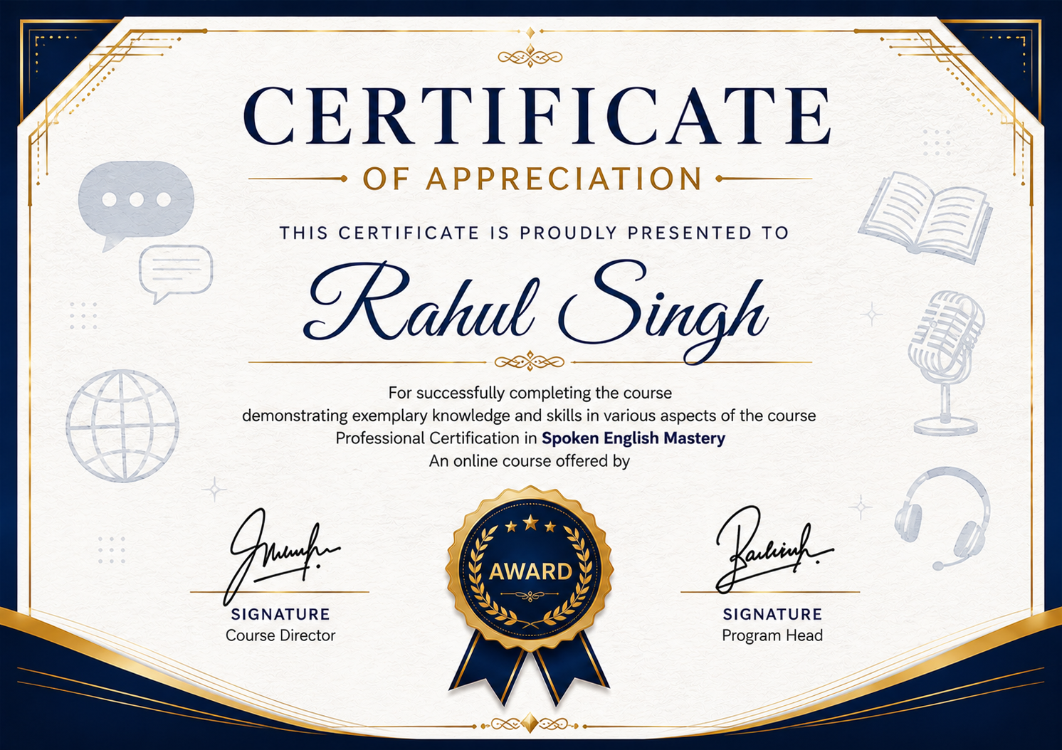 Spoken English Mastery Certificate